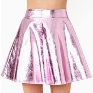 Nasty Gal Pink Holographic Skater Skirt